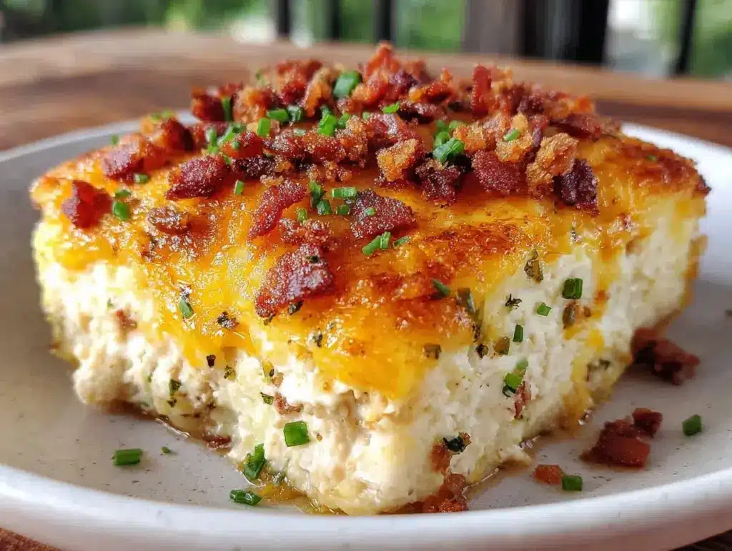 creamy keto crack chicken casserole - featured image