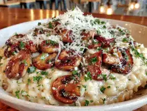 creamy mushroom parmesan risotto - featured image
