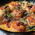 creamy tuscan shrimp skillet - featured image