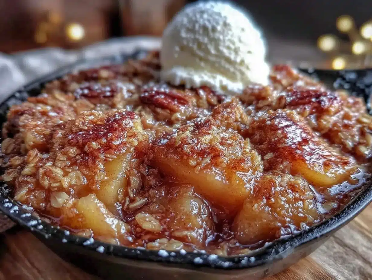 crispy cast iron apple crisp - featured image