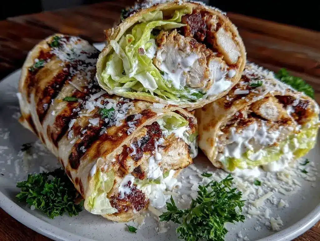 crispy chicken Caesar lavash wrap - featured image
