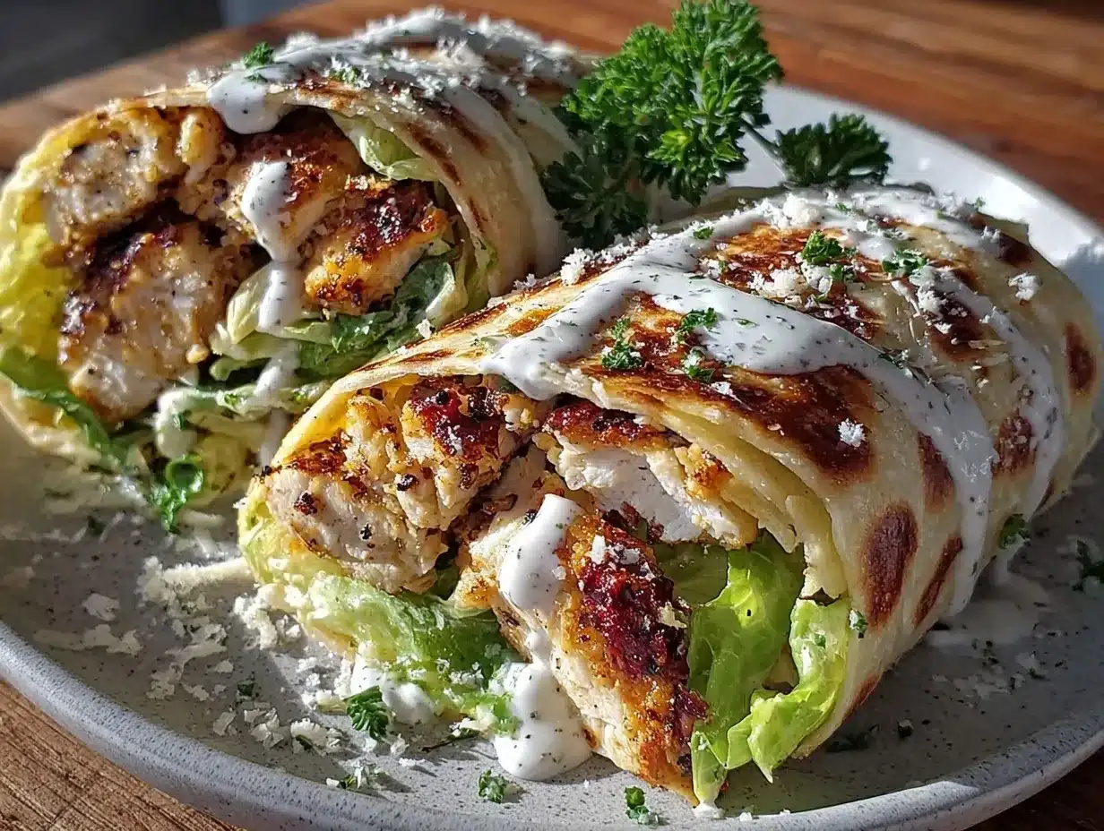 crispy chicken Caesar lavash wrap preparation steps