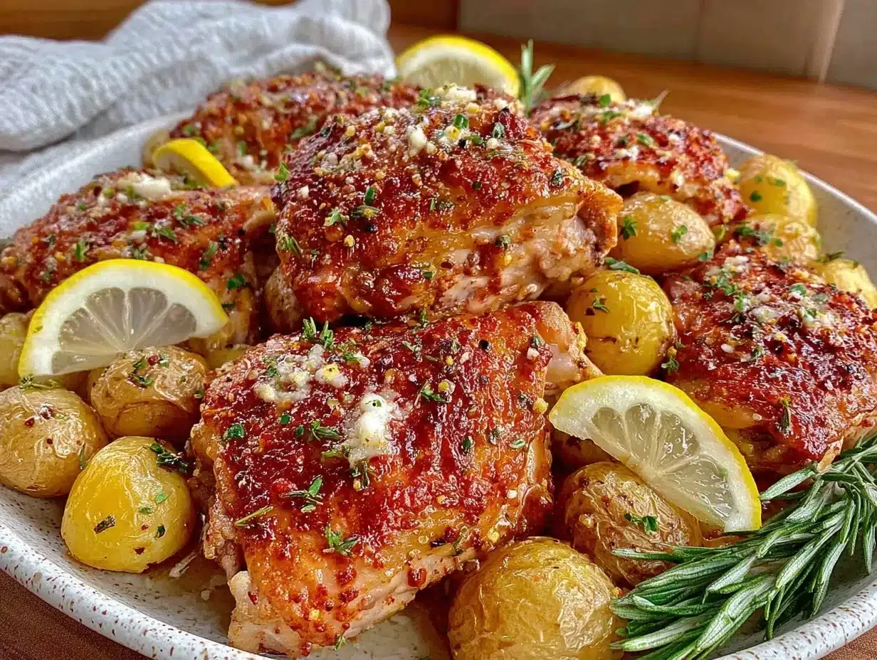 crispy greek lemon chicken and potatoes preparation steps