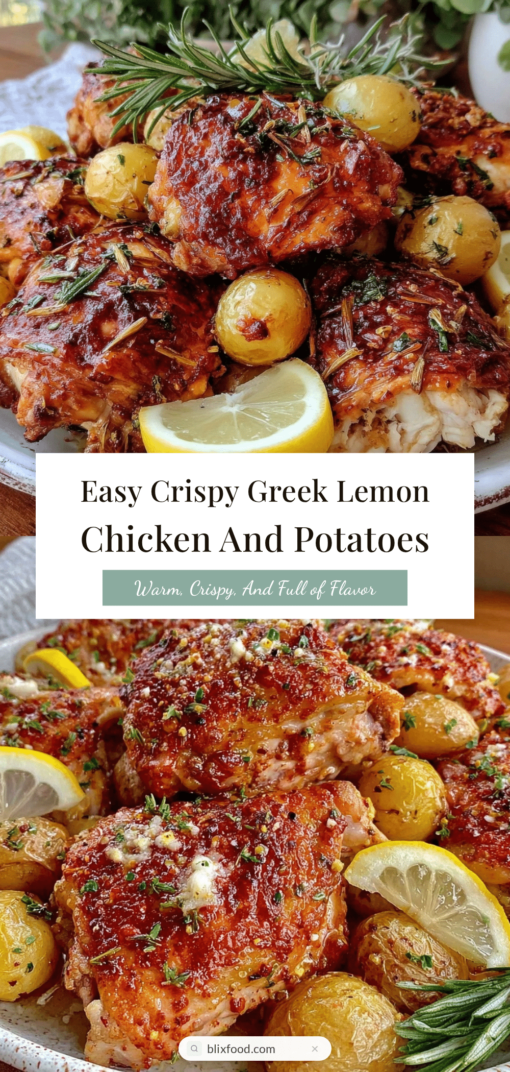 crispy greek lemon chicken and potatoes recipe