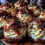crispy keto deviled eggs with bacon - featured image