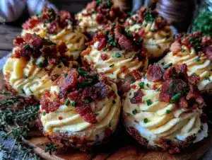 crispy keto deviled eggs with bacon - featured image