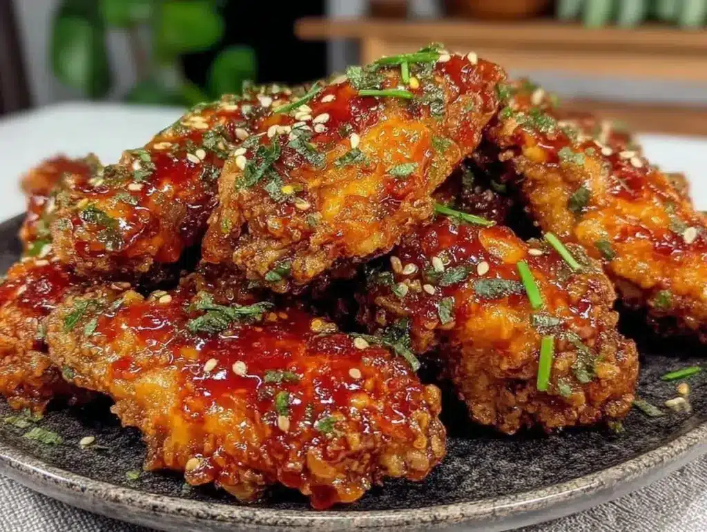 crispy korean fried chicken wings - featured image
