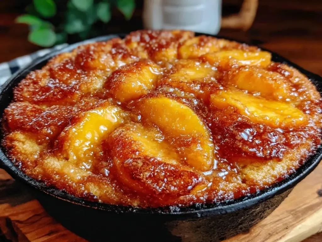 dutch oven peach cobbler - featured image