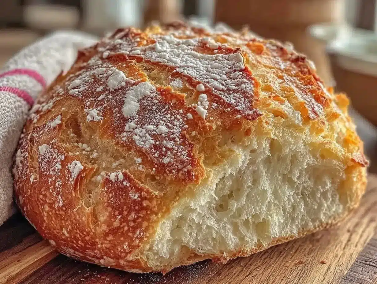 Easy Crispy Dutch Oven No Knead Bread preparation steps