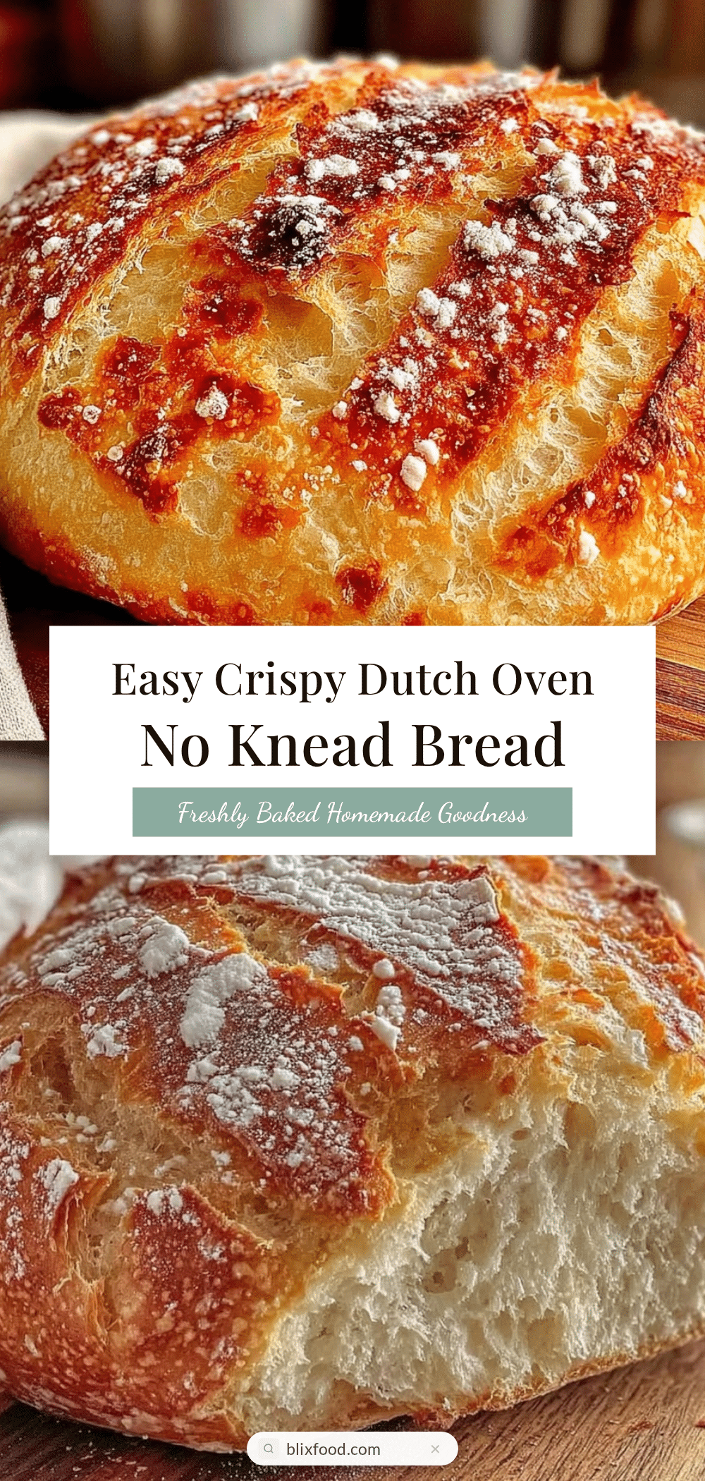 Easy Crispy Dutch Oven No Knead Bread recipe