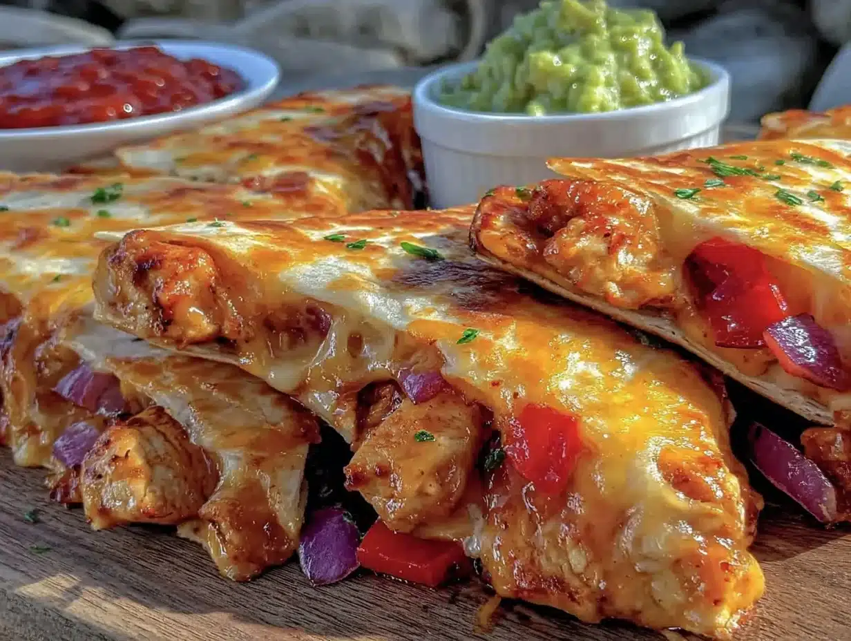 easy crispy quick chicken quesadillas - featured image