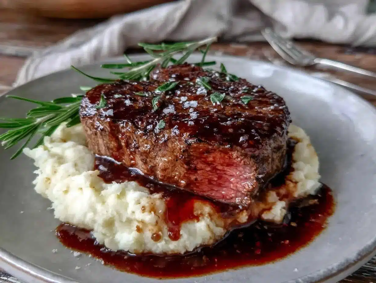 filet mignon with rich red wine reduction - featured image
