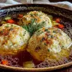 fluffy homemade matzo ball soup - featured image