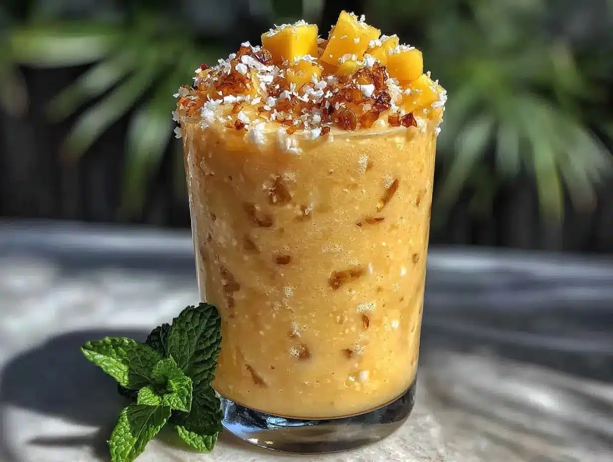 fresh tropical mango pineapple smoothie preparation steps