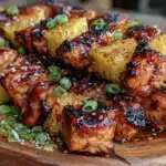 grilled hawaiian pineapple chicken kabobs - featured image