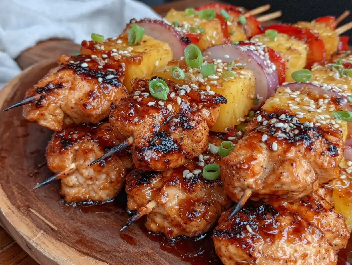 grilled hawaiian pineapple chicken kabobs preparation steps