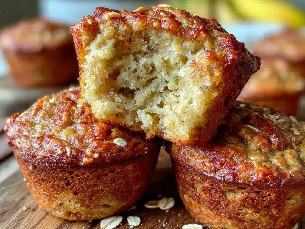 healthy banana oat muffins - featured image