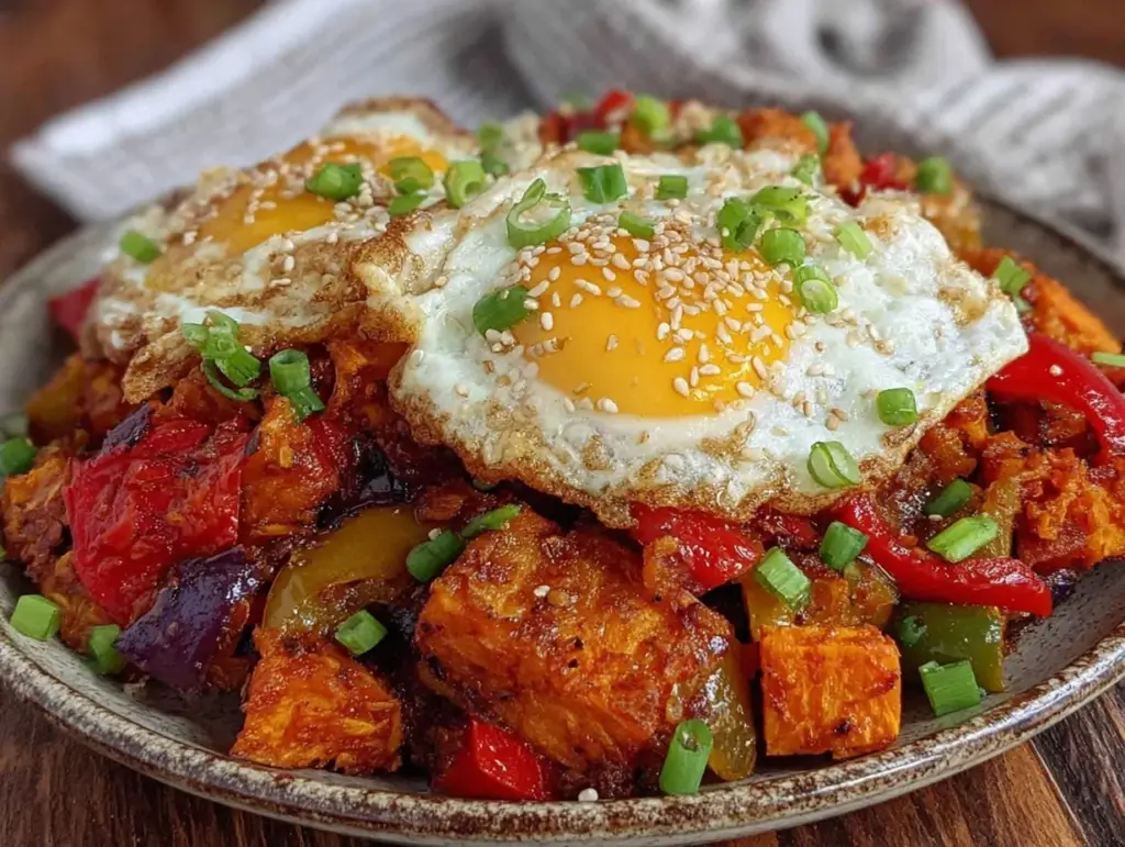 healthy Whole30 breakfast hash with eggs - featured image