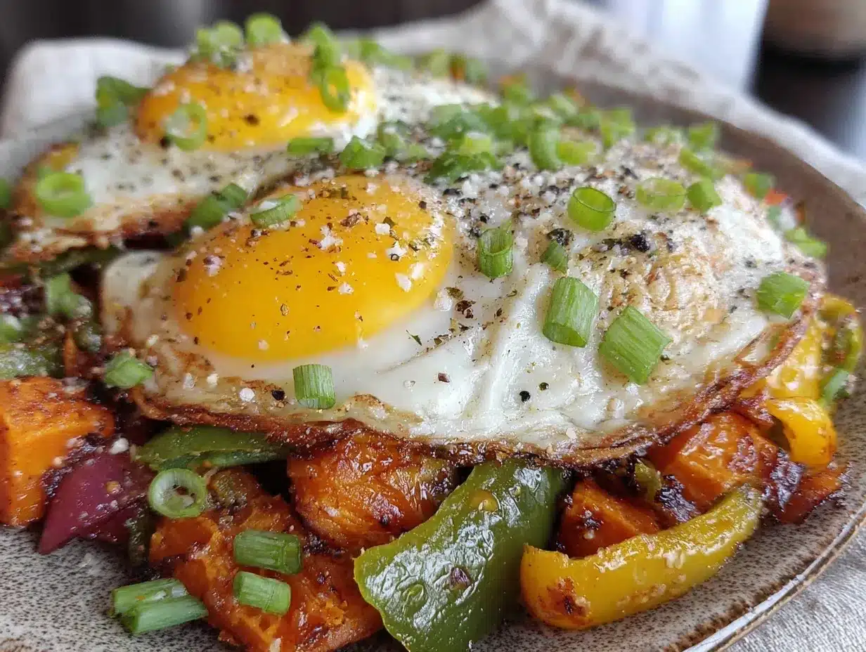 healthy Whole30 breakfast hash with eggs preparation steps