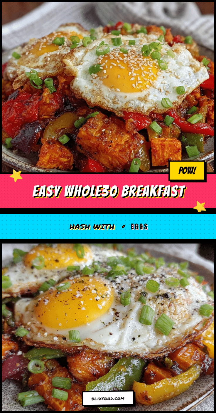 healthy Whole30 breakfast hash with eggs recipe