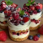 mason jar berry cheesecake parfait - featured image