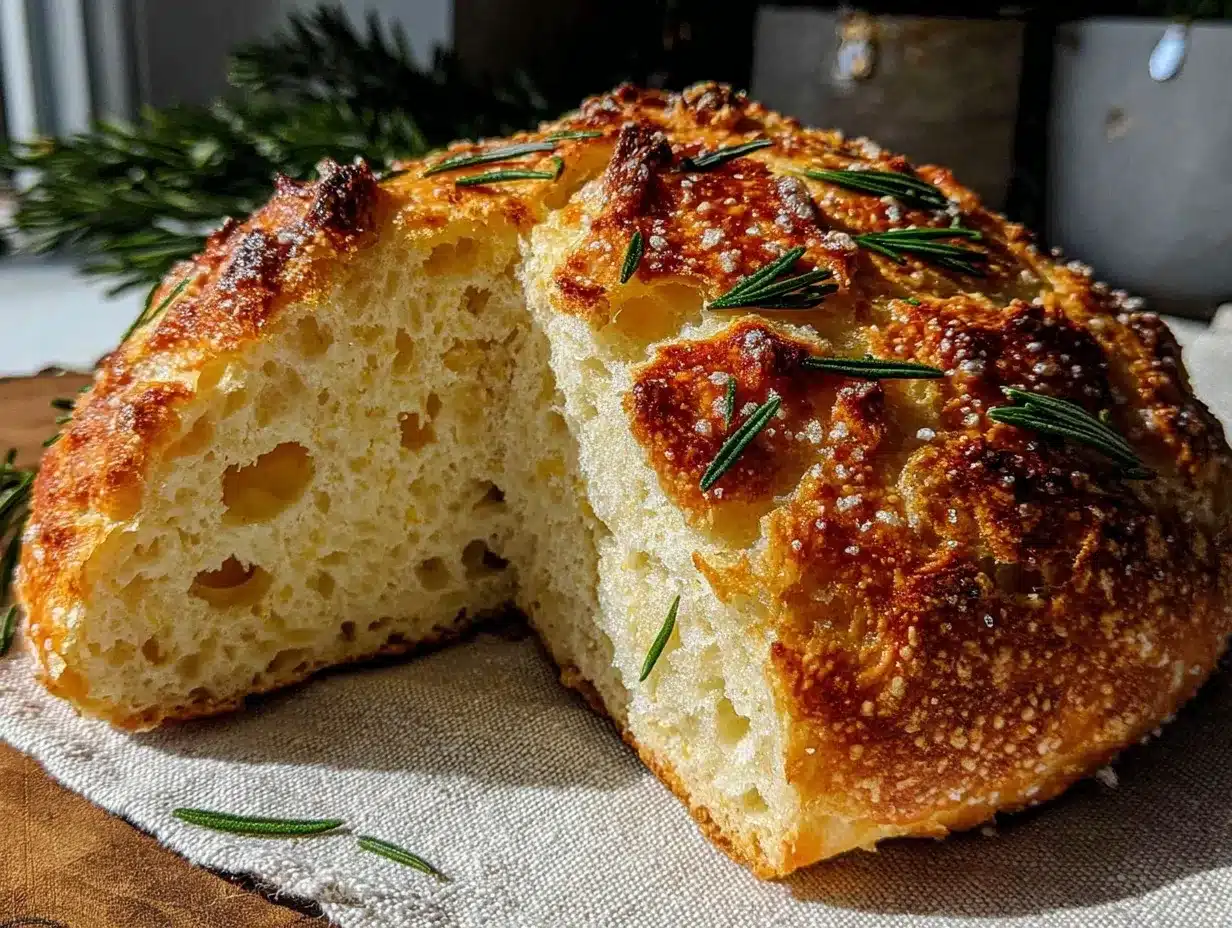 no-knead dutch oven rosemary crusty bread preparation steps
