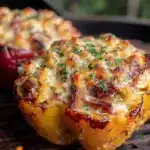 smoked brisket mac and cheese stuffed peppers - featured image
