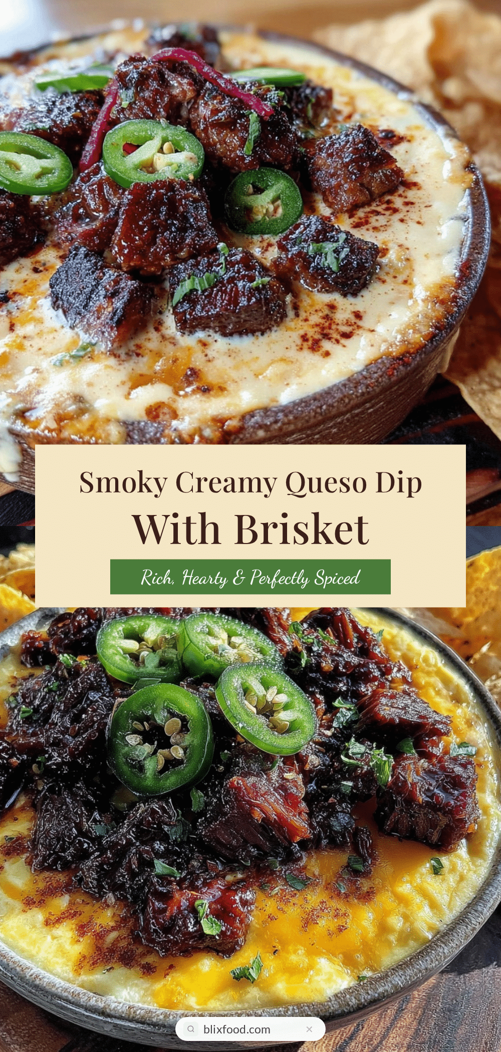 smoked queso dip with brisket burnt ends and jalapeño recipe