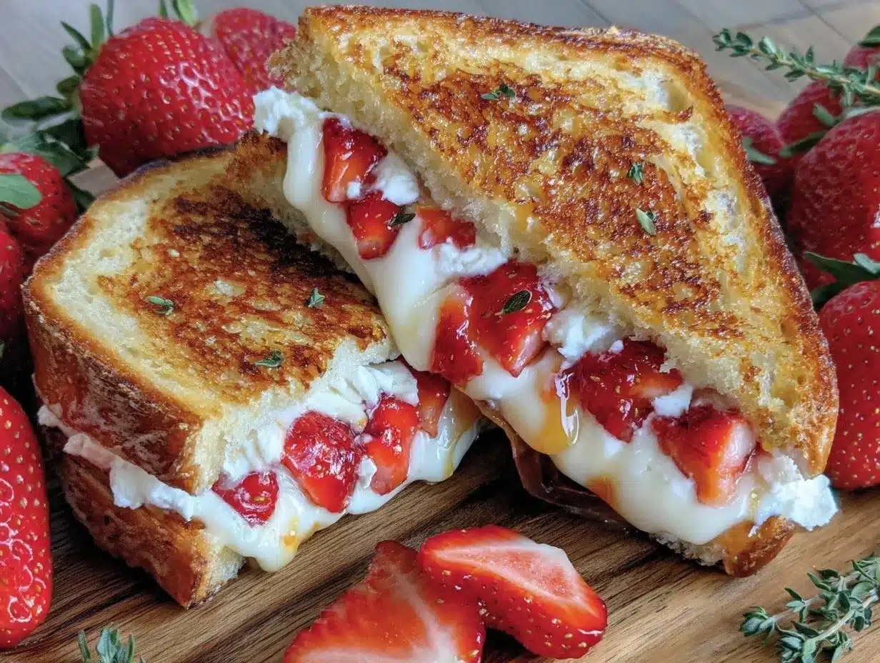 Strawberry Goat Cheese Grilled Cheese preparation steps