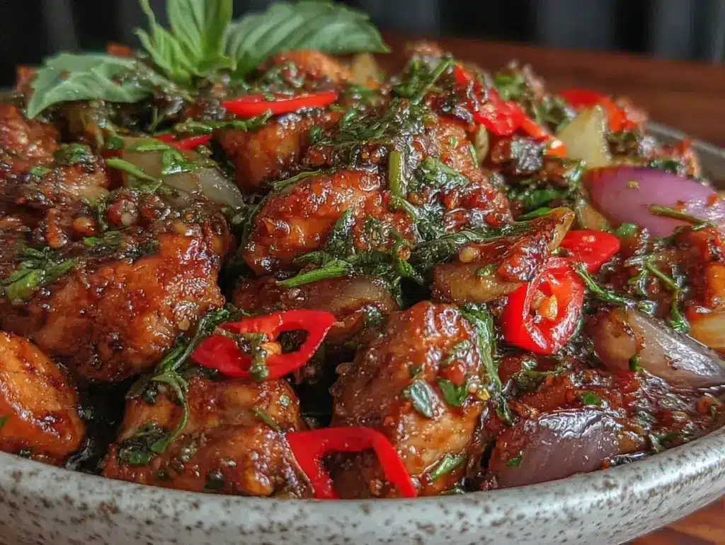 thai basil chicken stir fry - featured image