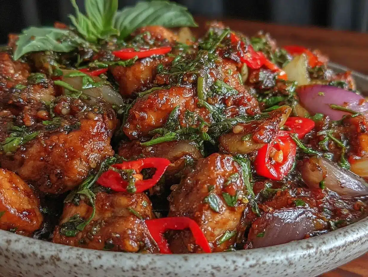 thai basil chicken stir fry - featured image