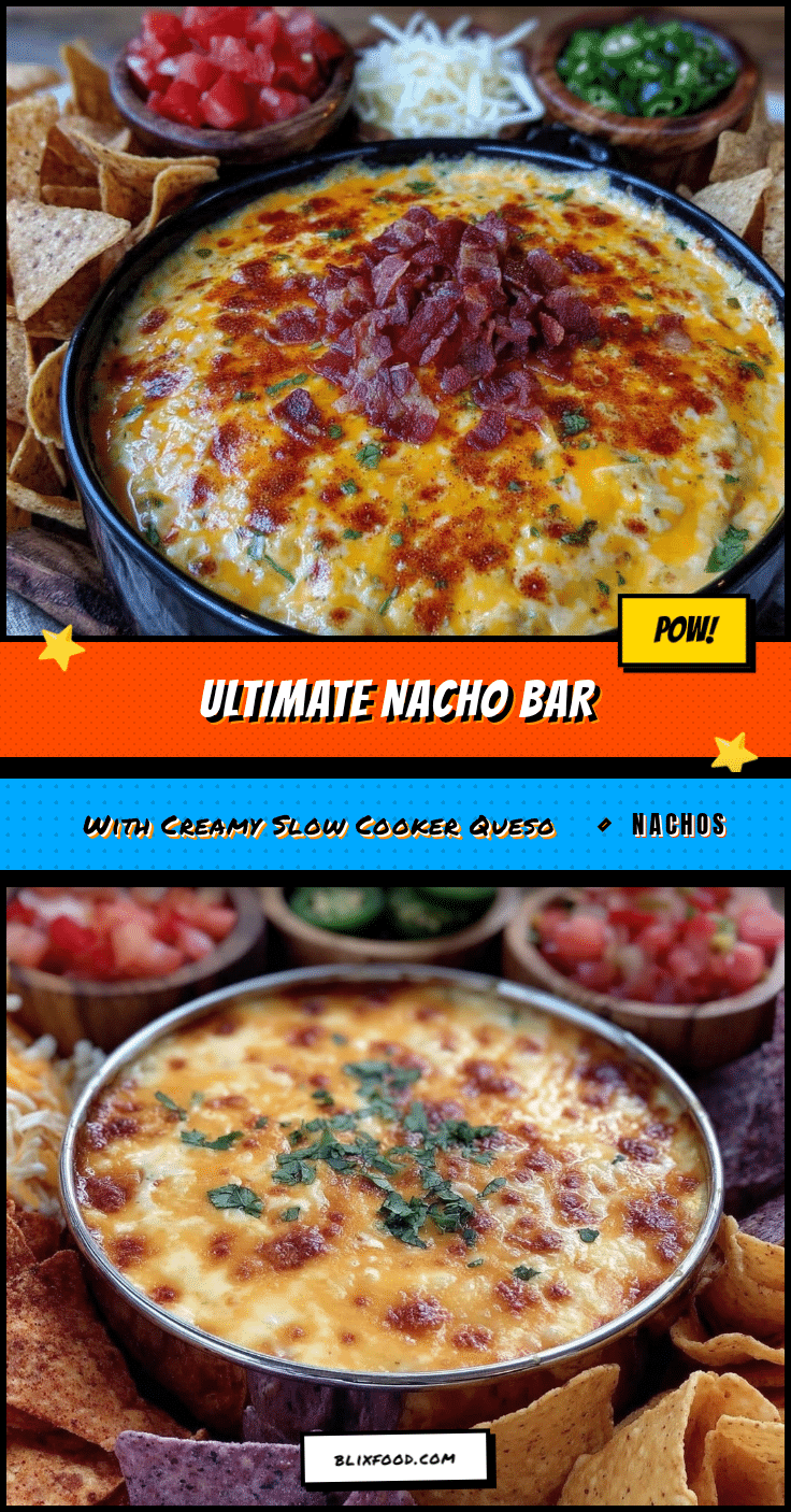 ultimate nacho bar with creamy slow cooker queso recipe
