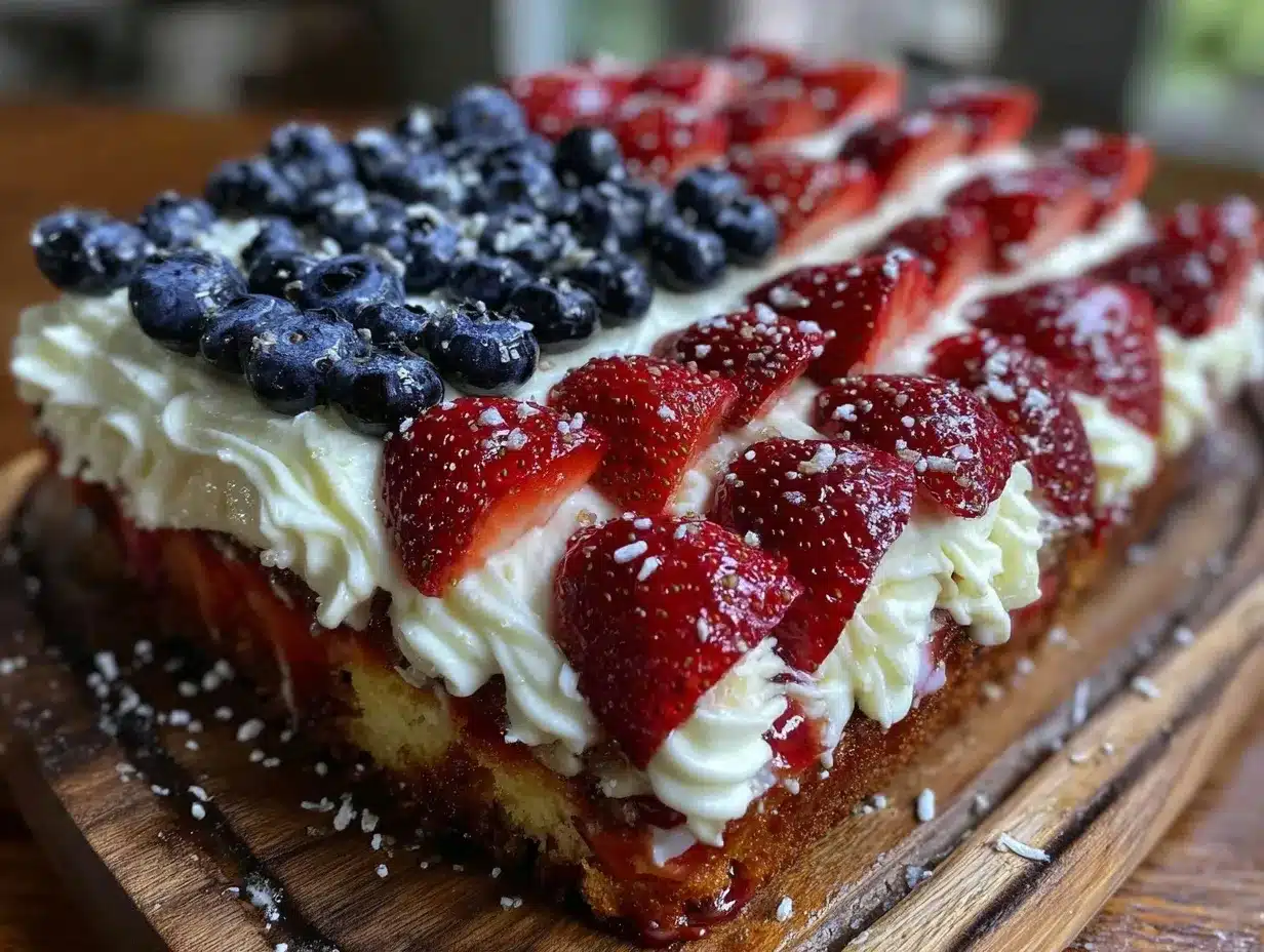 american flag sheet cake preparation steps