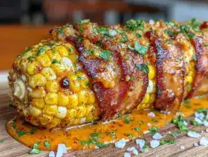 bacon wrapped grilled corn - featured image