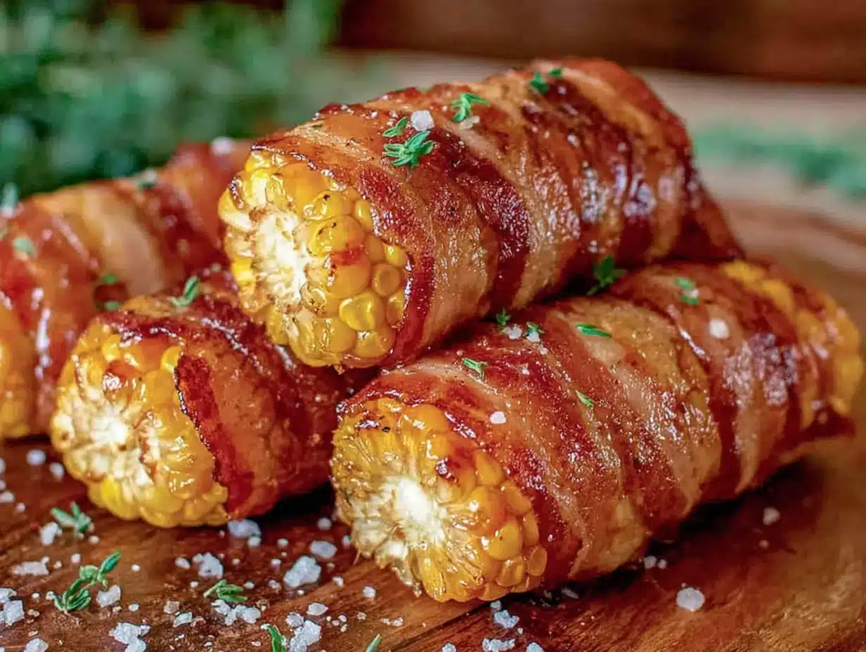 bacon wrapped grilled corn preparation steps