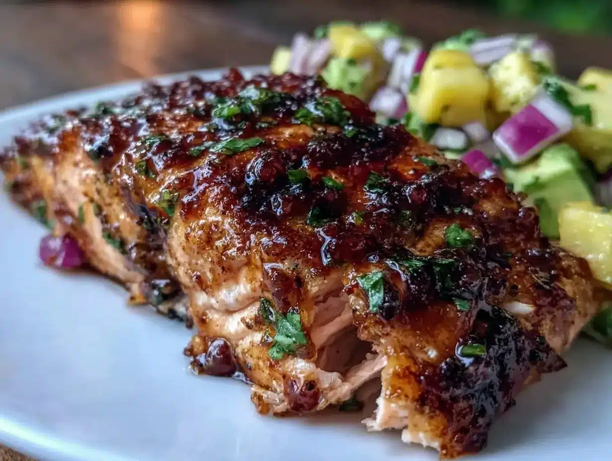 BBQ honey mustard grilled salmon preparation steps