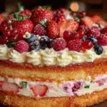 berry sweet baby shower dessert table cake - featured image