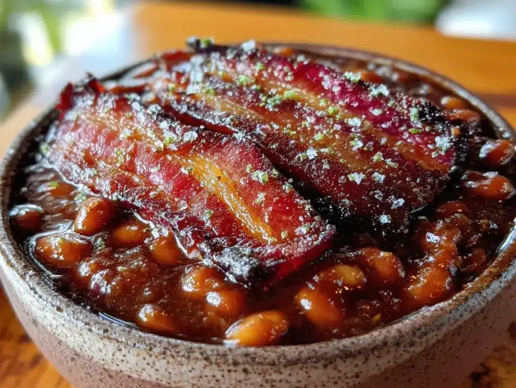 bourbon brown sugar baked beans - featured image