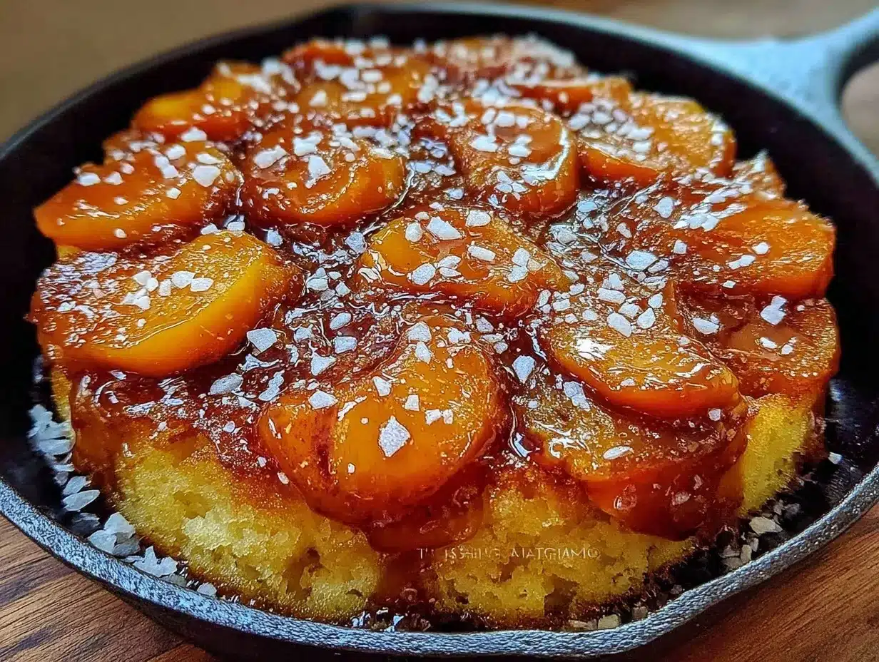 brown butter peach upside-down skillet cake preparation steps