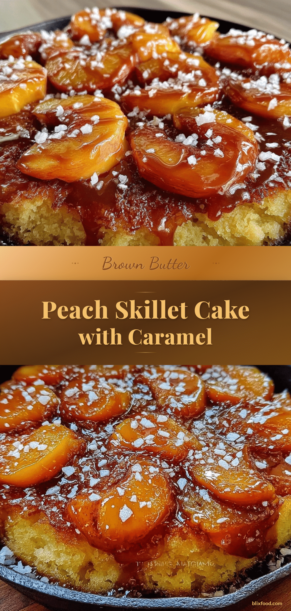 brown butter peach upside-down skillet cake recipe