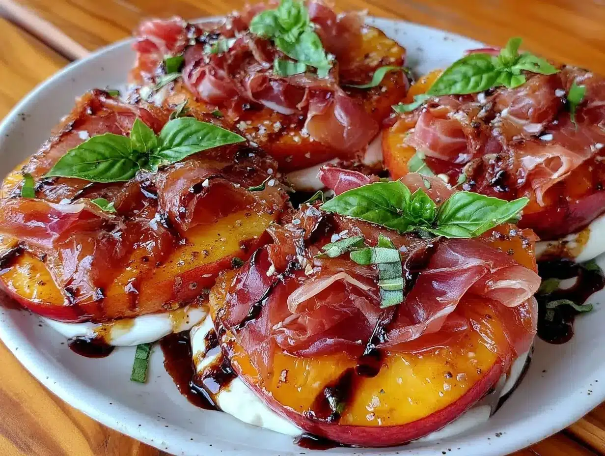 brown sugar grilled peach burrata caprese preparation steps