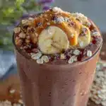 creamy chocolate peanut butter protein smoothie - featured image