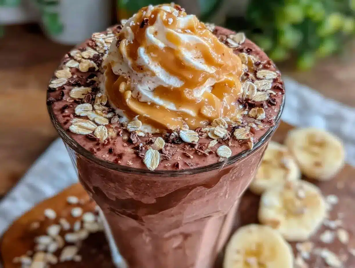 creamy chocolate peanut butter protein smoothie preparation steps