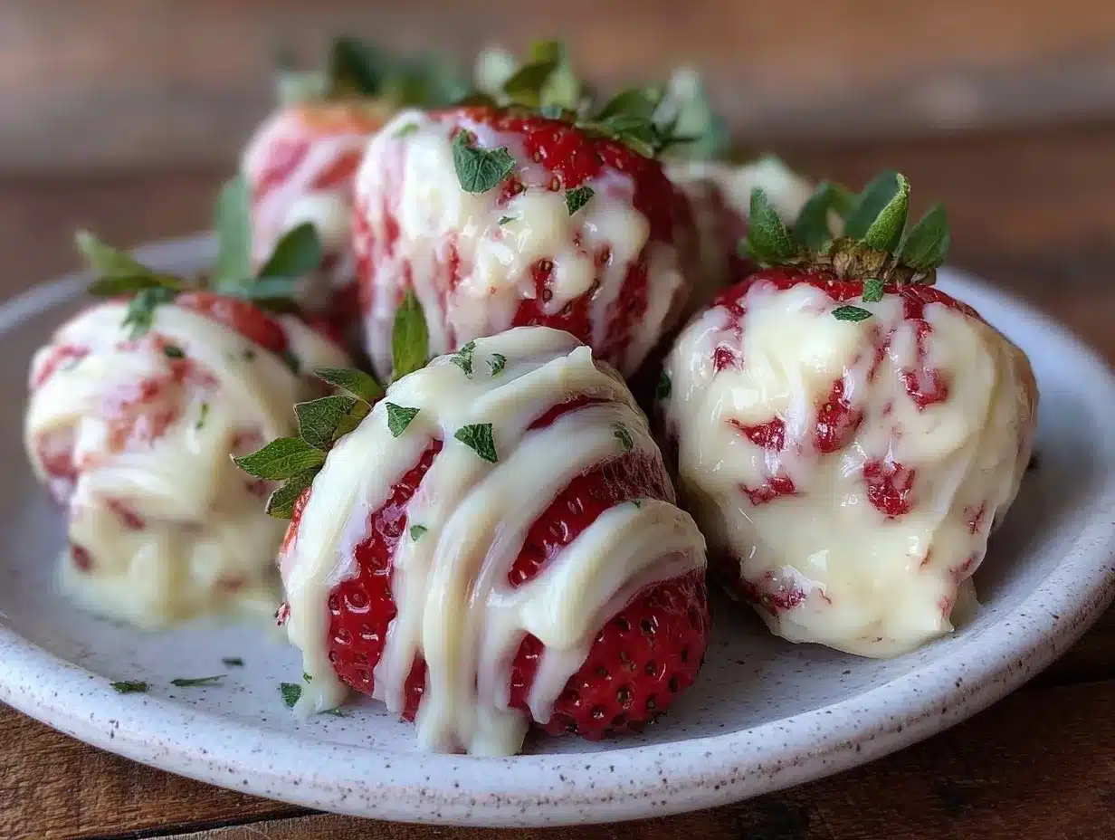 creamy frozen yogurt covered strawberry bites preparation steps
