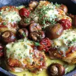creamy garlic mushroom chicken thighs - featured image
