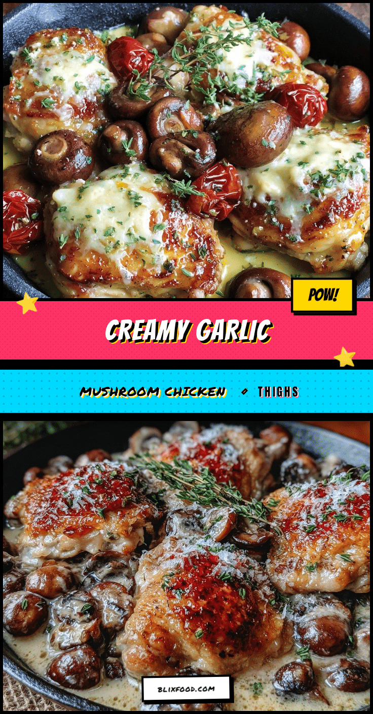 creamy garlic mushroom chicken thighs recipe