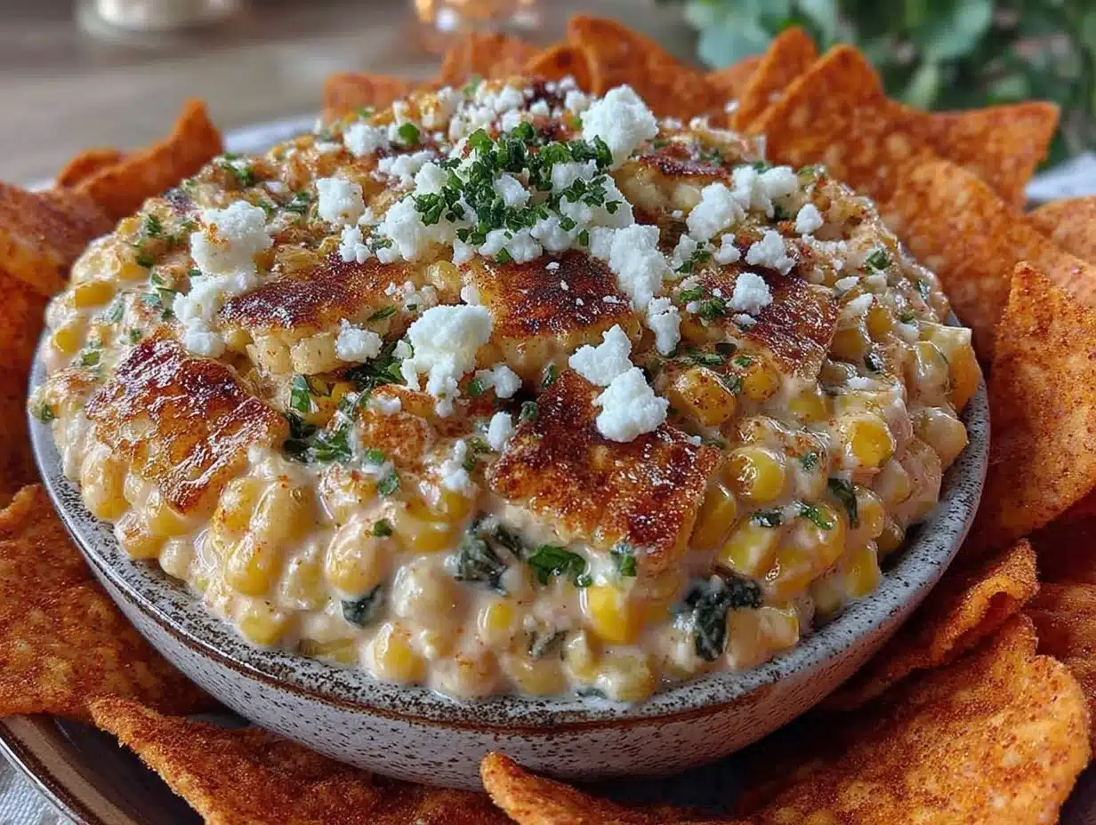 creamy grilled elote corn dip - featured image