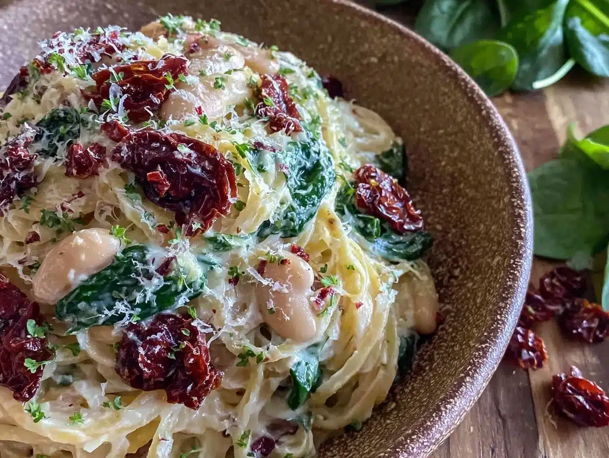 Creamy One-Pot Tuscan White Bean and Spinach Pasta - featured image