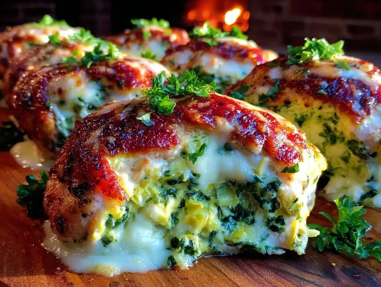 creamy spinach artichoke stuffed chicken breast preparation steps