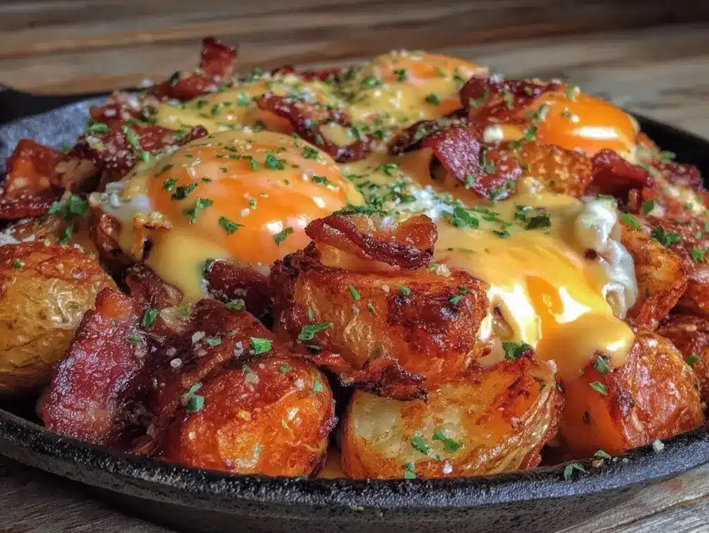 crispy bacon and egg cast iron skillet - featured image